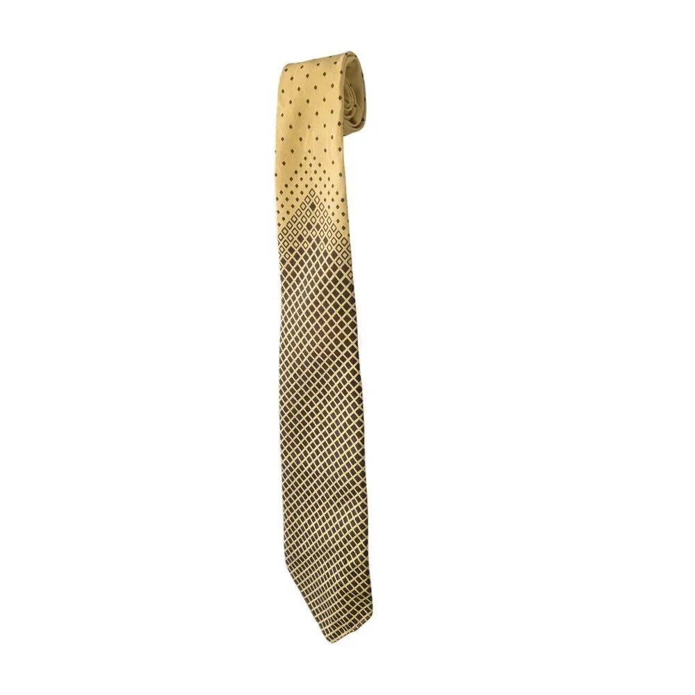 50s Carnavale de Venise Italy Silk Tie Black Diamond Pattern on Vanilla 2.25x51